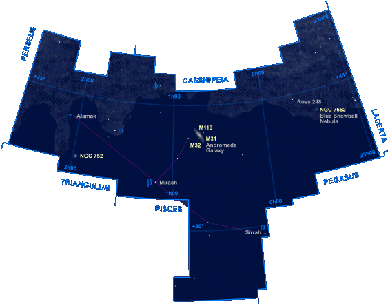 Mapa shvezdia Andromda