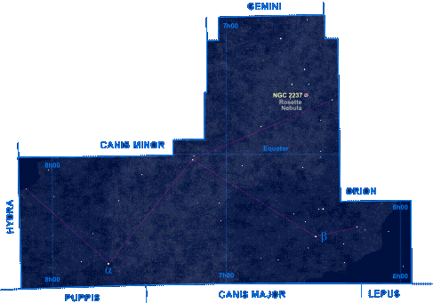 Mapa shvezdia Jednoroec