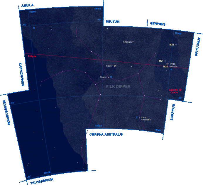 Mapa shvezdia Strelec