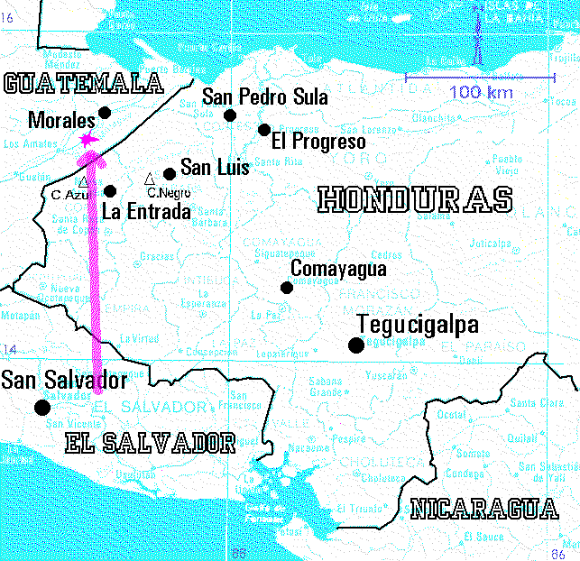 map of the fireball trajectory